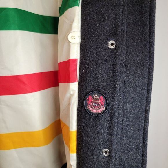 Pendleton Wool Gray Huntington Bay Print Rainbow Lined Coat Women's Size L - Picture 9 of 12